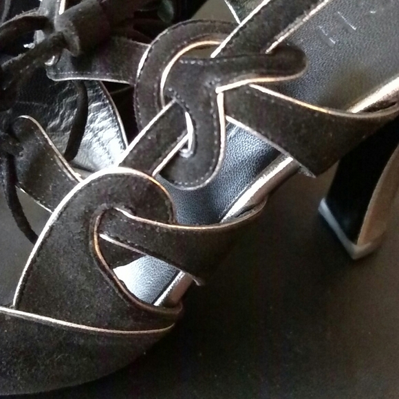 NIB CHANEL Black Suede Tassel Lace Heels - Picture 4 of 11